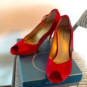 Nine West Red Suede heels size 9 1/2 m